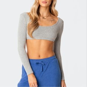 Edikted Sydney Ribbed Open Back Crop Top (S)